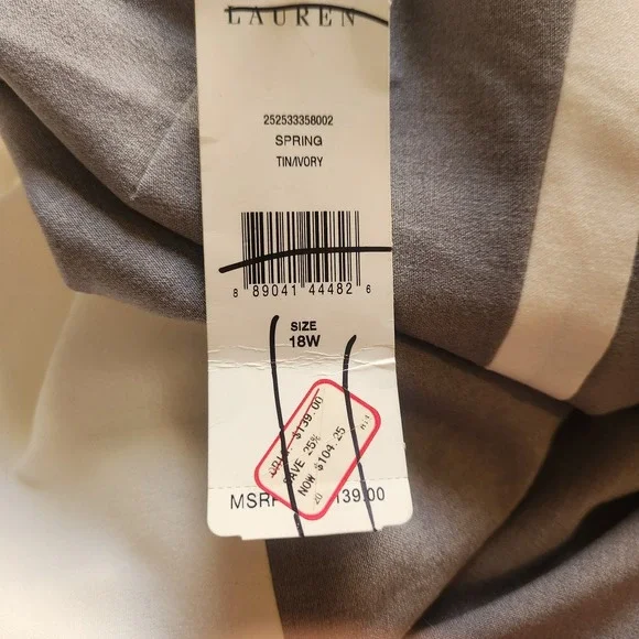 Lauren Ralph Lauren Classic Gray and White Sheath Dress Size 18‎ - Picture 4 of 6